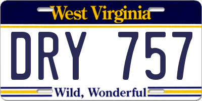 WV license plate DRY757