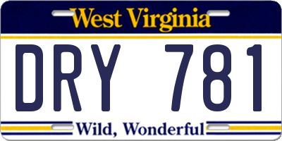 WV license plate DRY781
