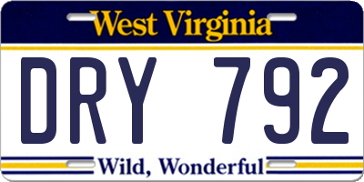 WV license plate DRY792