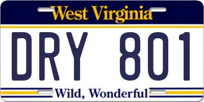 WV license plate DRY801