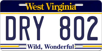 WV license plate DRY802