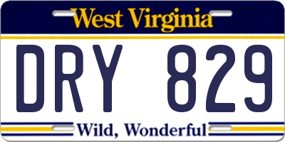 WV license plate DRY829