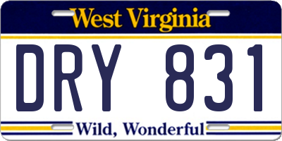 WV license plate DRY831