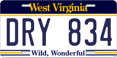 WV license plate DRY834