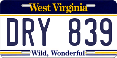 WV license plate DRY839
