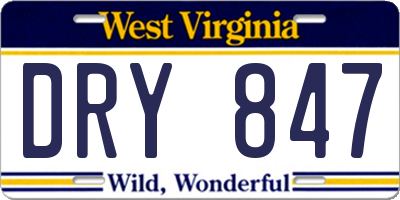 WV license plate DRY847