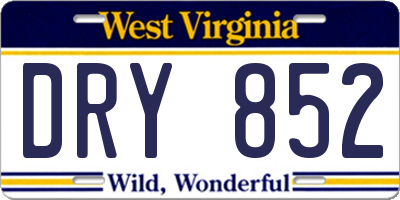 WV license plate DRY852