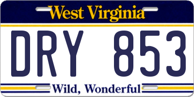 WV license plate DRY853