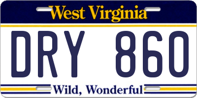 WV license plate DRY860
