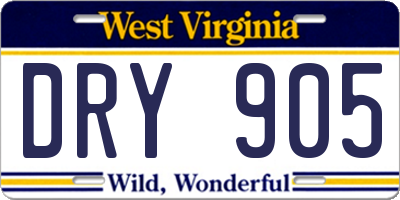 WV license plate DRY905