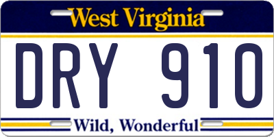 WV license plate DRY910
