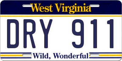 WV license plate DRY911