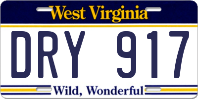 WV license plate DRY917