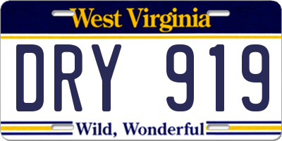 WV license plate DRY919