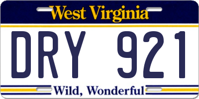 WV license plate DRY921
