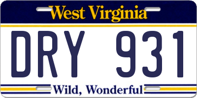 WV license plate DRY931