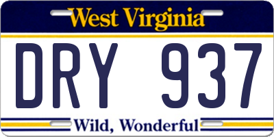 WV license plate DRY937