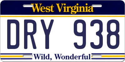 WV license plate DRY938