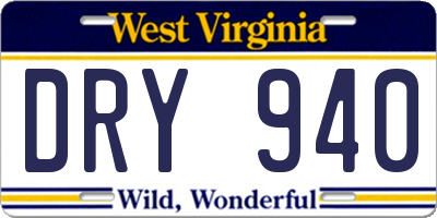 WV license plate DRY940