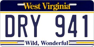 WV license plate DRY941