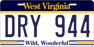WV license plate DRY944