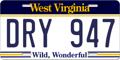 WV license plate DRY947
