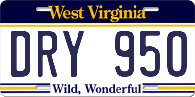 WV license plate DRY950
