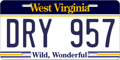 WV license plate DRY957