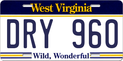 WV license plate DRY960