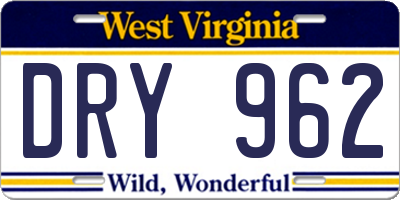 WV license plate DRY962
