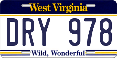 WV license plate DRY978
