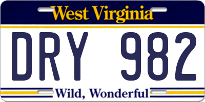 WV license plate DRY982
