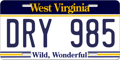 WV license plate DRY985