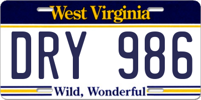 WV license plate DRY986