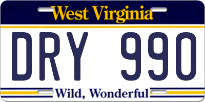WV license plate DRY990