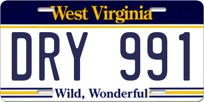 WV license plate DRY991