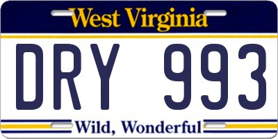 WV license plate DRY993