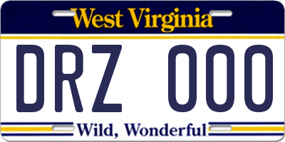 WV license plate DRZ000