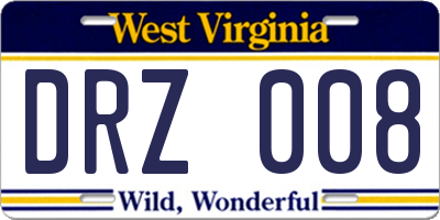WV license plate DRZ008