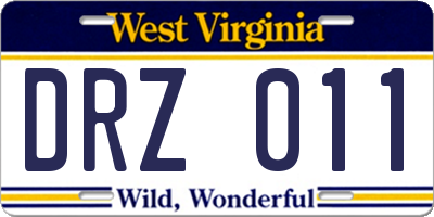 WV license plate DRZ011