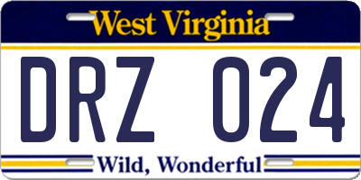 WV license plate DRZ024