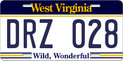 WV license plate DRZ028