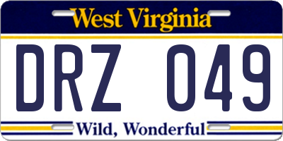 WV license plate DRZ049