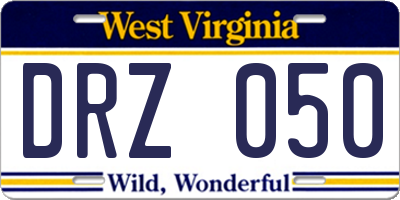 WV license plate DRZ050