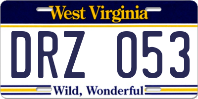 WV license plate DRZ053