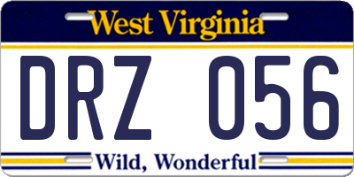 WV license plate DRZ056