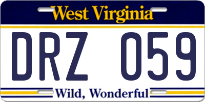 WV license plate DRZ059