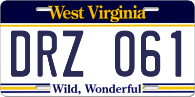 WV license plate DRZ061