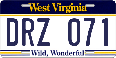 WV license plate DRZ071