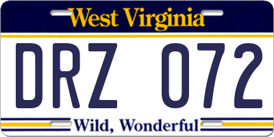 WV license plate DRZ072